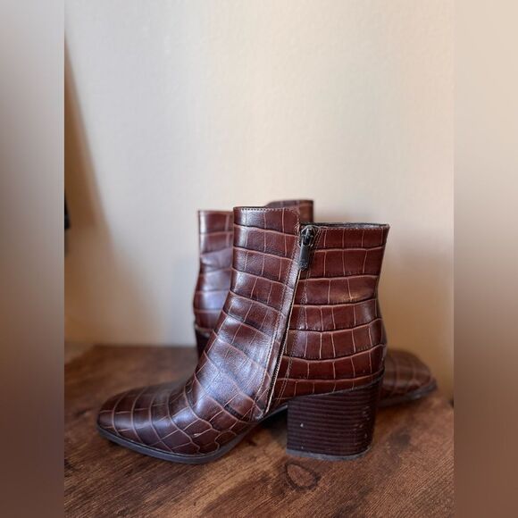 Same Edelman Cari Brown Embossed print Booties size 8.5 - Picture 9 of 12